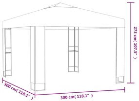 fehér dupla tetős pavilon 3 x 3 m
