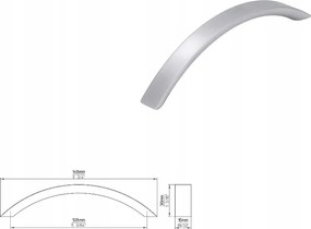 Bútorfogantyú Siro 1029-147ZN2 matt króm, alumínium