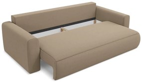 Világosbarna bársony kinyitható-tárolóhelyes kanapé 238 cm Kapua – Makamii