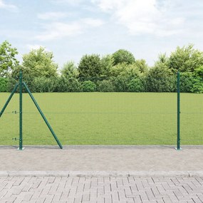 Hegesztett Drótkerítés 7 Ferde Oszloppal Zöld 0.8x10 m Acél