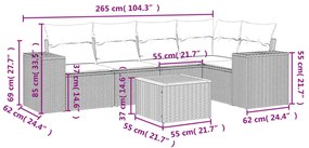 6 részes fekete polyrattan kerti ülőgarnitúra párnákkal