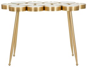 Kisasztal kör alakú tükörlapos üveg betétekkel – arany színű