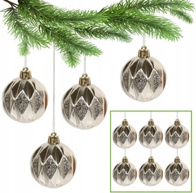 Arany karácsonyfadíszek, műanyag karácsonyfadísz szett, díszek 6cm, 6db