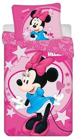 Rózsaszín egyszemélyes mikroszálas gyerek ágyneműhuzat 140x200 cm Minnie "Hello" – Jerry Fabrics