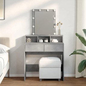 betonszürke fésülködőasztal LED-del 80 x 41 x 144,5 cm