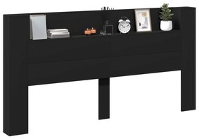 Fejtámla LED -es lámpákkal Fekete 200 x 16,5 x 103,5 cm Faanyag