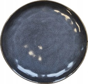 Desszerttányér Kerámia Sötétkék Antracit Kézzel Festett 20 cm