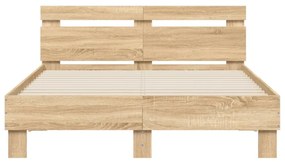 sonoma tölgy színű szerelt fa ágykeret fejtámlával 120x200 cm