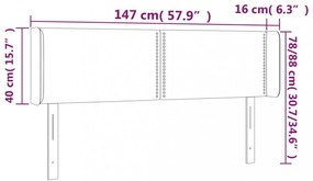 sötétszürke szövet LED-es fejtámla 147 x 16 x 78/88 cm