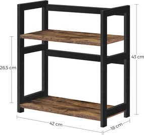 Fekete 2 szintes fűszertartó polc bambusz kerettel 42 × 18 × 43 cm