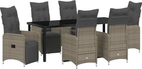 vidaXL Kert étkező szett párnával 7 pcs Bézs polirattan