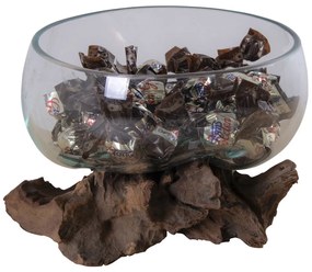 San Marino vízcsepp asztali dekoráció, teak fa/üveg, 15 cm