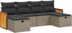 vidaXL 6 részes szürke polyrattan kerti ülőgarnitúra párnákkal