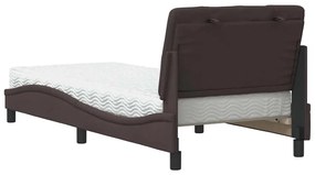 sötétbarna szövet ágy matraccal 80x200 cm