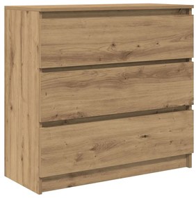 kézműves tölgy színű szerelt fa tálalószekrény 80x35x76 cm