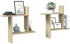 2 db sonoma tölgy színű szerelt fa fali polc 50 x 12 x 50 cm