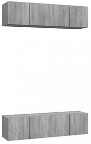 4 db szürke sonoma színű szerelt fa fali TV-szekrény 60x30x30cm