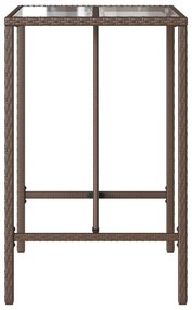 barna polyrattan kültéri bárasztal 70 x 70 x 110 cm