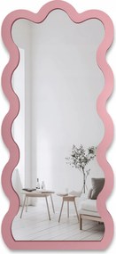 Fali tükör hullámos rózsaszín keretben Blobs Wave 60x132 előszobába