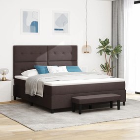 Boxspring ágy matraccal és paddal, sötétbarna, 180x200 cm szövet