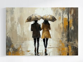 Vászonkép Canvas Város Pár Nő Férfi Séta Eső 120x80