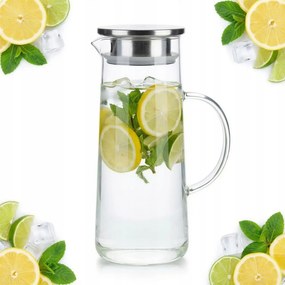 1,3L-ES Üvegkancsó Fedővel Tea Víz Forralt Gyümölcslevek Tálalásához