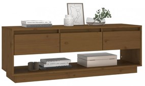 mézbarna tömör fenyőfa TV-szekrény 110,5x34x40 cm