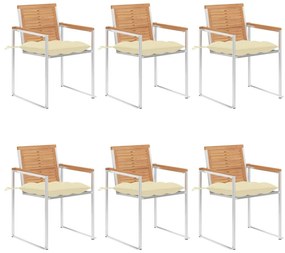 vidaXL 6 db tömör tíkfa kerti szék párnákkal