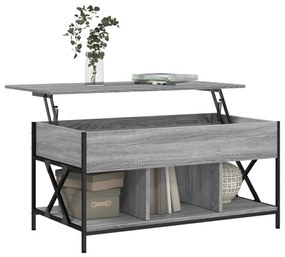 szürke sonoma szerelt fa és fém dohányzóasztal 100 x 55 x 50 cm