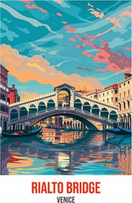 Poszter 20,5x28,4cm Rialto Bridge, Velence