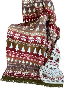 Pamut-akril takaró 150x200 Darymex fehér bézs bordó norvég mintás