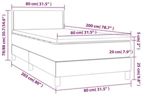 sötétzöld bársony rugós és LED-es ágy matraccal 80 x 200 cm
