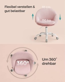 Irodai forgószék, párnázott, gurulós, pasztell rózsaszín