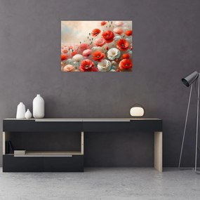 Üveg kép - Pipacsok festménye (70x50 cm)