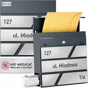 Nagy Levéltartó Doboz Házszámmal Antracit Barázdált Házszám