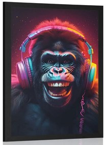 Plakát gorilla fülhallgatóval