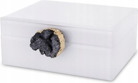 Üveg Ékszerdoboz Fehér Glamour Arany Fekete Achát