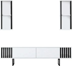 TV-állvány polcokkal Chrome White and Black