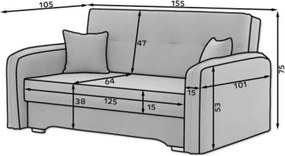 AKCIÓ Kihúzható 2-személyes kanapé LAINE, zöld II. minőség