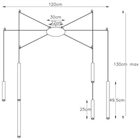 Lucide 74403/06/97 - LED Dimmelhető csillár zsinóron LORENZ 6xLED/4W/230V réz