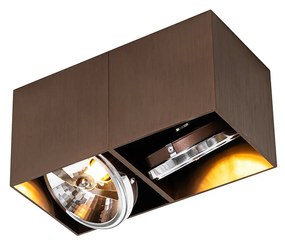 Design spotlámpa sötét bronz téglalap alakú 2-lámpás dönthető és forgatható - Box