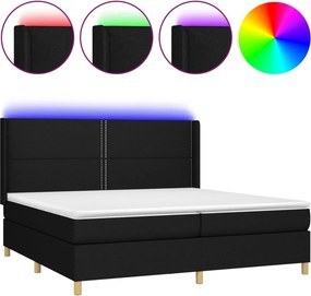 vidaXL fekete szövet rugós és LED-es ágy matraccal 200x200 cm