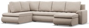 Tokio U sarokkanapé, 3 ágyneműtartóval, bársony, baloldali, bézs