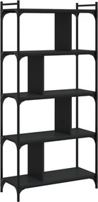 vidaXL 5 szintes fekete szerelt fa könyvespolc 76 x 32 x 158 cm