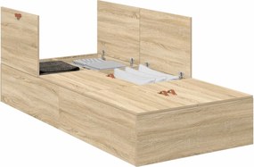 vidaXL Ágykeret tárolóval tárolóval Sonoma tölgy 90 x 200 cm Faanyag