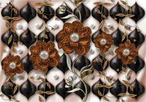 Flizelin fotótapéta Arany virágok Geometria Gyöngyök Fényes 520x318 +ragasztó