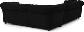 Fekete bársony kinyitható sarokkanapé (jobb oldali-L alakú) York Blik – Ropez