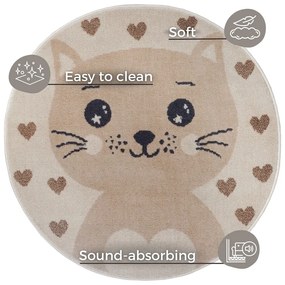 Bézs gyerek szőnyeg ø 100 cm Cat – Hanse Home
