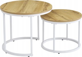 Dohányzóasztal Kerek Ipari Szett 2 Db Dohányzóasztal Loft Tölgy