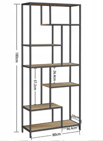 Polc TAYLOR SONOMA 6 polc, 180x80 cm